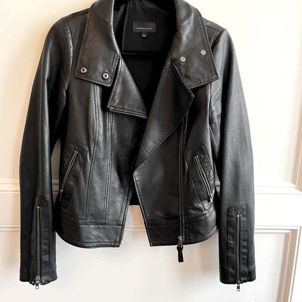 Mackage for Aritzia Kenya Lambskin Leather Moto Jacket Black Size Small - Picture 8 of 15